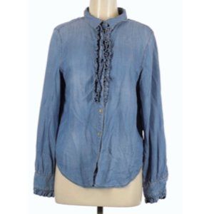 Saks Fifth Avenue Blue Ruffled Blouse
